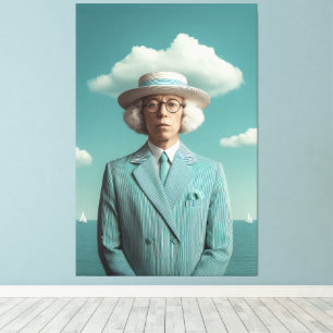 Surreal Seaside Gentleman Portrait Canvas Print