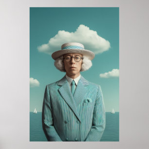 Surreal Seaside Gentleman Portrait Poster