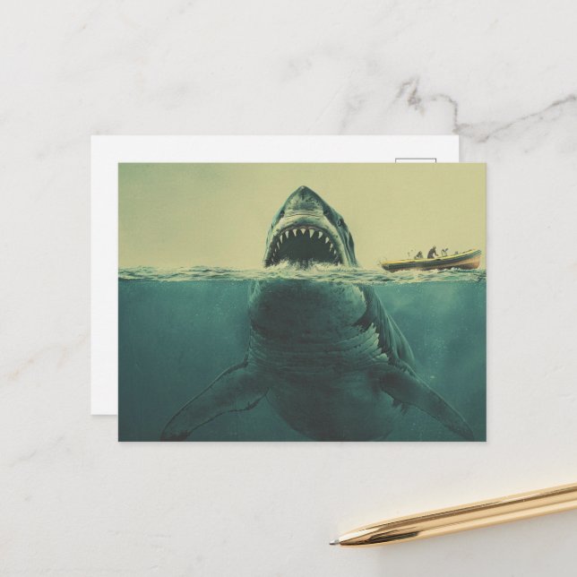 Surreal Shark and Boat Postcard (Front/Back In Situ)