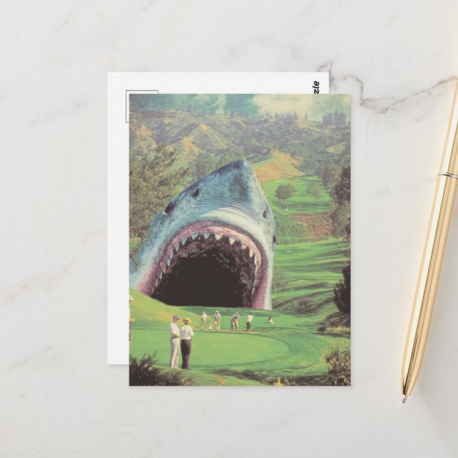 Surreal Shark on the Golf Course Postcard (Front/Back In Situ)