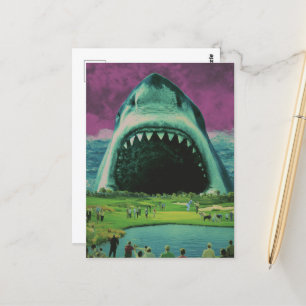 Surreal Shark on the Golf Course Postcard