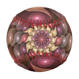 Surreal Shiny Flower Modern Abstract Fractal Art Baseball