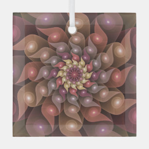 Surreal Shiny Flower Modern Abstract Fractal Art Glass Tree Decoration