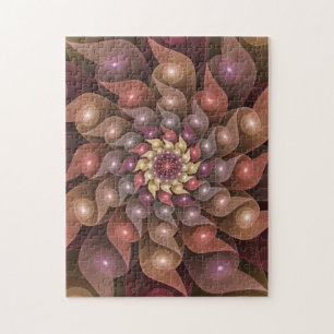 Surreal Shiny Flower Modern Abstract Fractal Art Jigsaw Puzzle