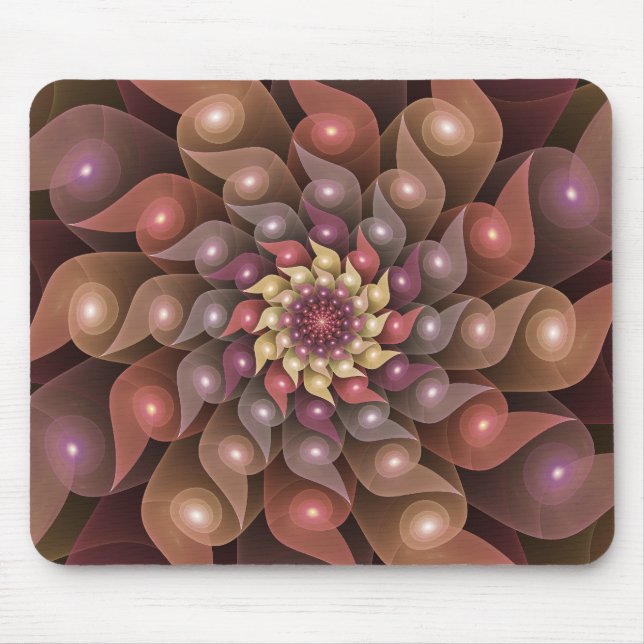 Surreal Shiny Flower Modern Abstract Fractal Art Mouse Mat (Front)