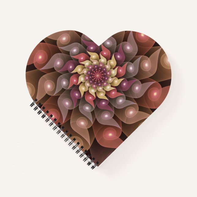 Surreal Shiny Flower Modern Abstract Fractal Art Notebook (Front)