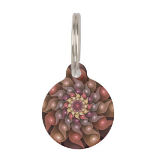 Surreal Shiny Flower Modern Abstract Fractal Art Pet Tag