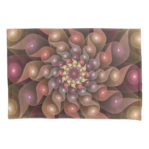 Surreal Shiny Flower Modern Abstract Fractal Art Pillowcase