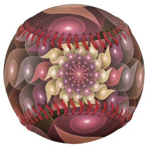 Surreal Shiny Flower Modern Abstract Fractal Art Softball