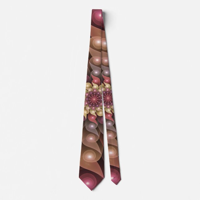 Surreal Shiny Flower Modern Abstract Fractal Art Tie (Front)