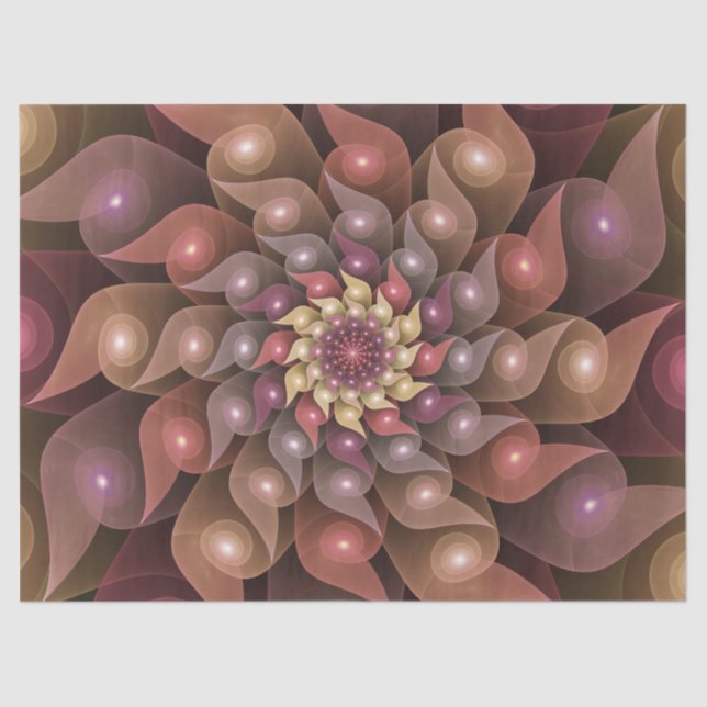 Surreal Shiny Flower Modern Abstract Fractal Art Tissue Paper (Front)