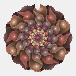 Surreal Shiny Flower Modern Abstract Fractal Art Tree Decoration Card