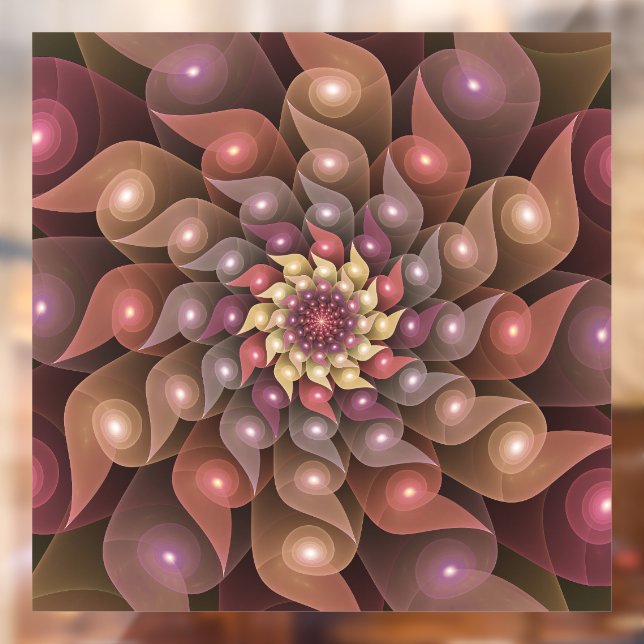 Surreal Shiny Flower Modern Abstract Fractal Art Window Cling (Sheet 2)