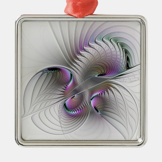 Surreal Shy Beauty Modern Abstract Fractal Art Metal Tree Decoration (Front)