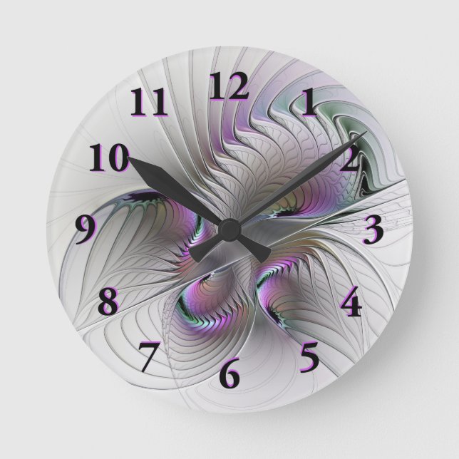 Surreal Shy Beauty Modern Abstract Fractal Art Round Clock (Front)