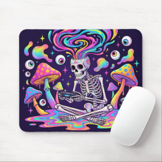 Surreal Skeleton Gamer with Vortex Skull Mouse Mat