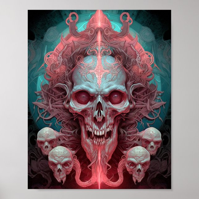 Surreal Skull Gothic Horror Art Poster (Front)