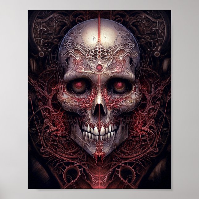 Surreal Skull Gothic Horror Art Poster (Front)