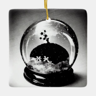 Surreal Snow Globe Ceramic Ornament