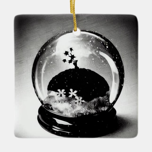 Surreal Snow Globe Ceramic Ornament (Front)