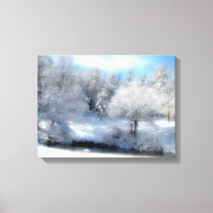 Surreal Snow With Fluffy White Winter Trees Canvas Print
