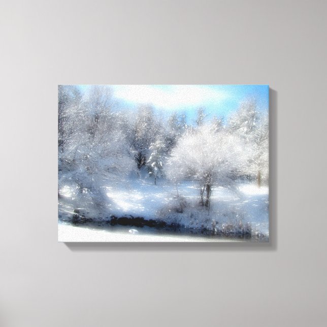 Surreal Snow With Fluffy White Winter Trees Canvas Print (Front)