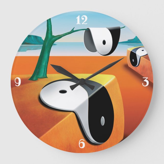 Surreal soft Yin Yang landscape clock. Large Clock (Front)