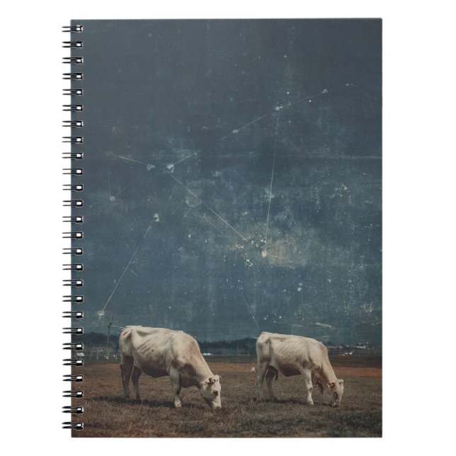Surreal Starfield Pasture Cow Notebook (Front)