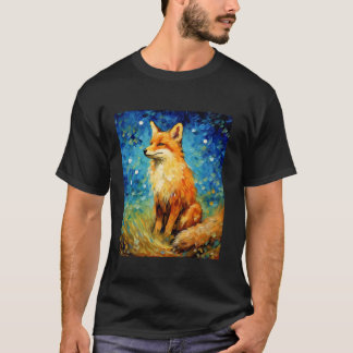 Surreal Starry Night Aesthetic Fox T Shirt