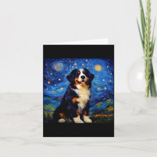 Surreal Starry Night Bernese Mountain Dog  Card