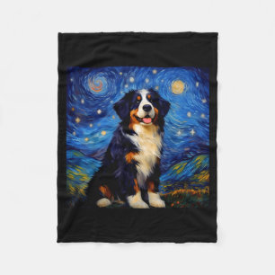 Surreal Starry Night Bernese Mountain Dog  Fleece Blanket