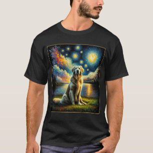 Surreal Starry Night Golden Retriever Dog Lover T-Shirt