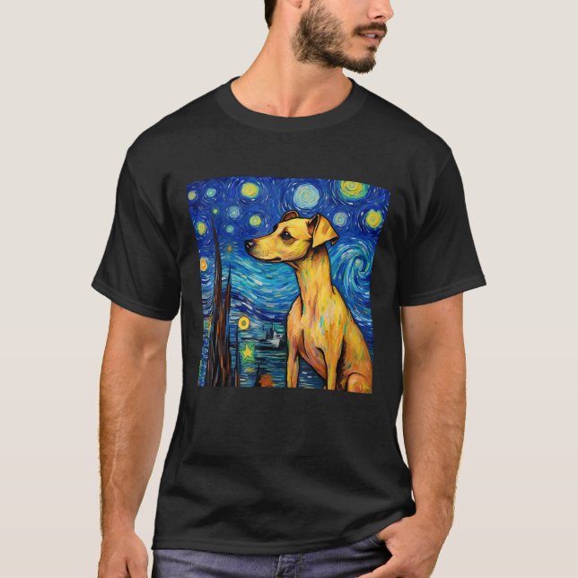 Surreal Starry Night Italian Greyhound Dog  T-Shirt (Front)