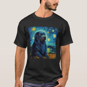 Surreal Starry Night Newfoundland Dog  T-Shirt