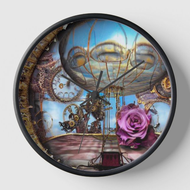 Surreal Steampunk Hot Air Balloon Clock (Front)