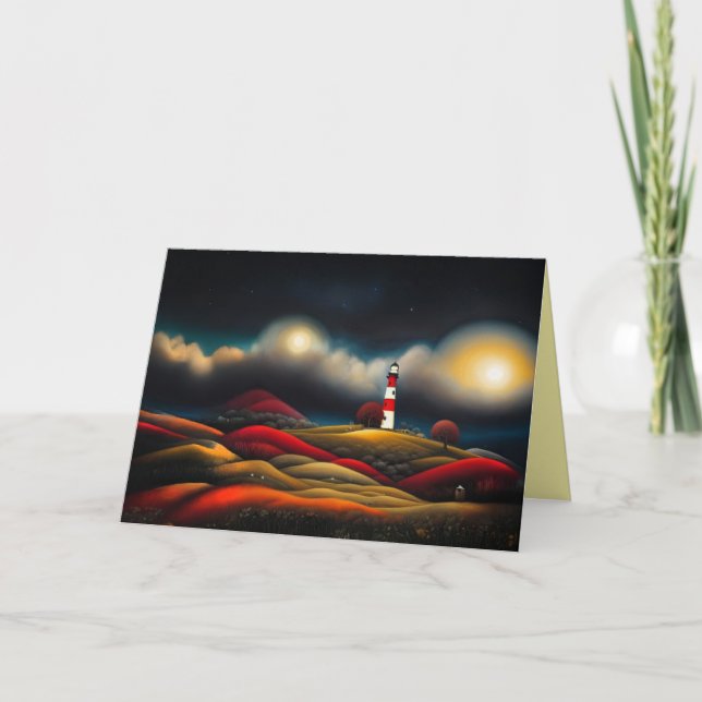 Surreal Storm with Lighthouse Birthday  Card (Front)