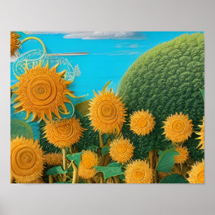 Surreal Sunflowers of Yarn  Poster