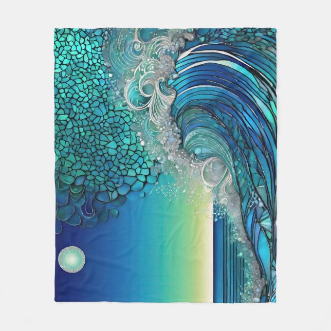 Surreal Surf Seascape Fleece Blanket (Front)