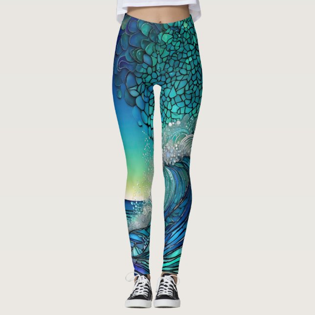 Surreal Surf Seascape Leggings (Front)