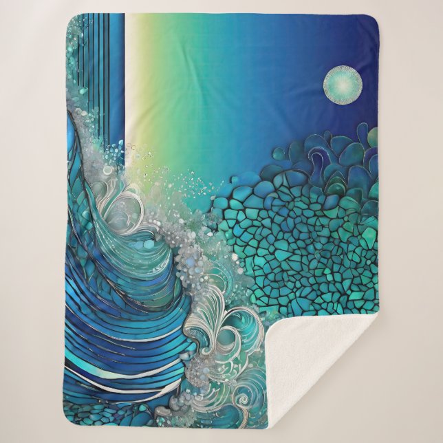 Surreal Surf Seascape Sherpa Blanket (Front)