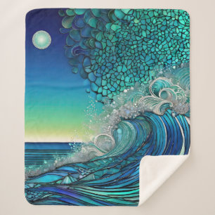 Surreal Surf Seascape Sherpa Blanket