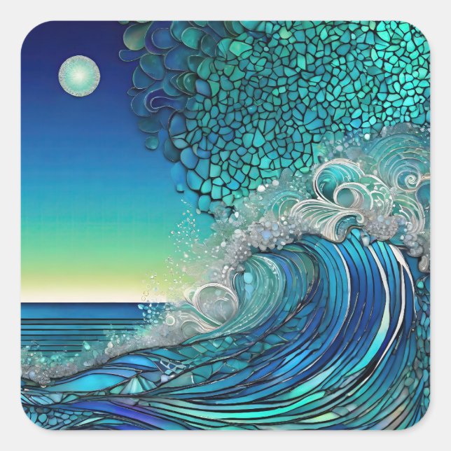 Surreal Surf Seascape Square Sticker (Front)