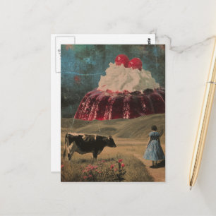 Surreal Sweet Treat in the Dairy Pasture Postcard