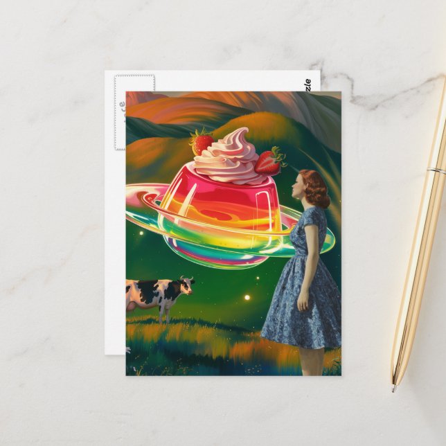 Surreal Sweet Treat UFO Postcard (Front/Back In Situ)
