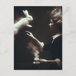 Surreal Tea With White Rabbit Fantasy Art Postcard
