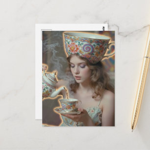 Surreal Tea Woman Postcard