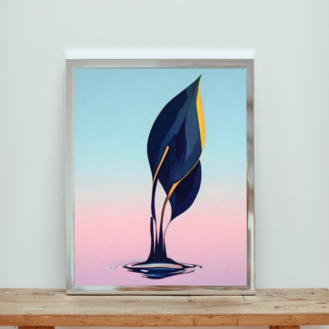  Surreal Teal Leaf Sprouting from Water Photo Print (Creator Uploaded)