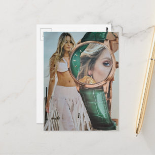 Surreal Time for Fashion Lady Collage Postcard