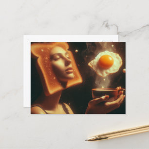 Surreal Toast ang Egg Breakfast Woman Postcard