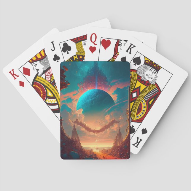 Surreal Towers Planet Visionary Landscape Playing Cards (Back)